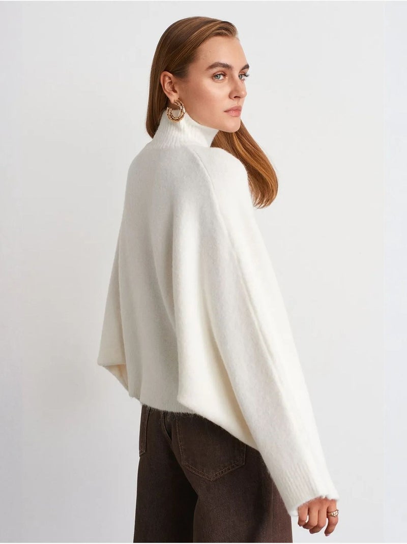 DILVIN Pull Oversize À Col Roulé Côtelé Blanc cassé - Kiabi