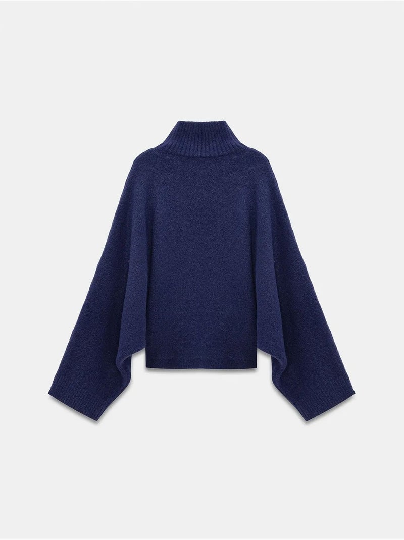 DILVIN Pull Oversize À Col Roulé Côtelé Bleu marine - Kiabi