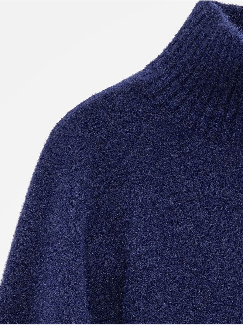 DILVIN Pull Oversize À Col Roulé Côtelé Bleu marine - Kiabi
