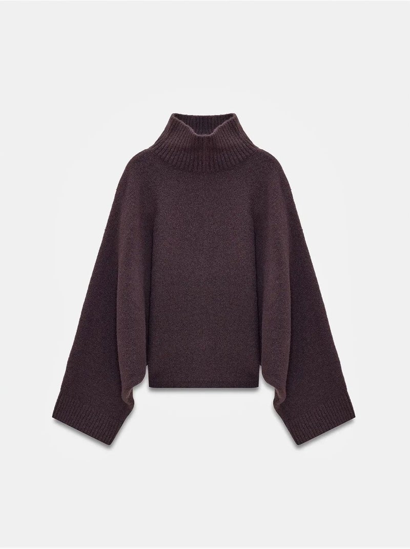 DILVIN Pull Oversize À Col Roulé Côtelé Marron chocolat - Kiabi