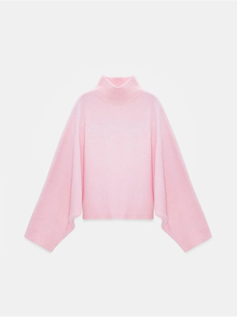 DILVIN Pull Oversize À Col Roulé Côtelé Rose clair - Kiabi