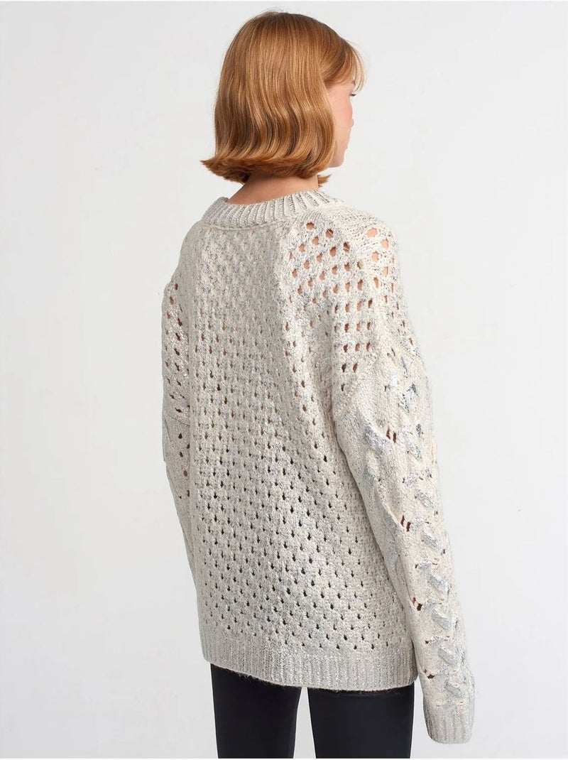 DILVIN Pull Oversize En Maille Torsadée À Col Rond Beige naturel - Kiabi