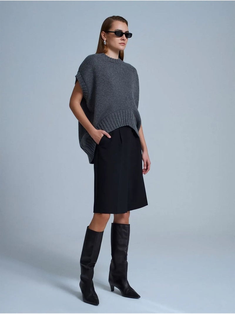 DILVIN Pull Sans Manches En Maille Côtelée gris anthracite - Kiabi
