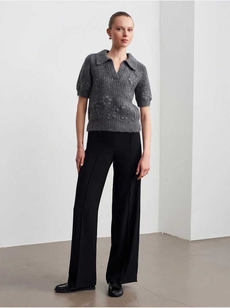 DILVIN Pull Texturé À Col Polo Côtelé gris anthracite - Kiabi
