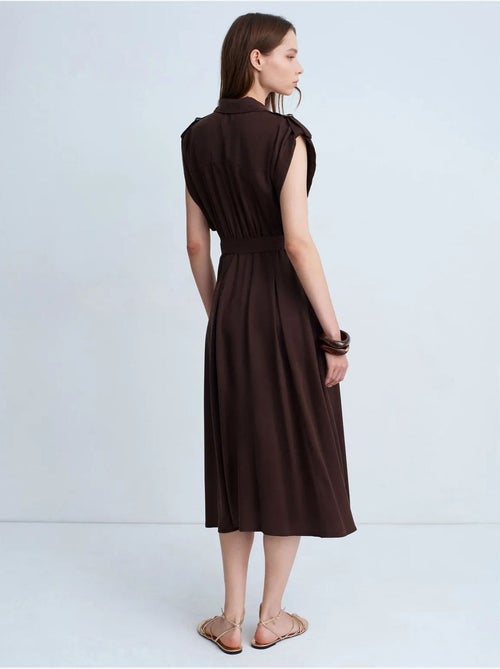 DILVIN Robe-chemise Midi Sans Manches Avec Ceinture - Kiabi DILVIN Robe-chemise Midi Sans Manches Avec Ceinture - Kiabi