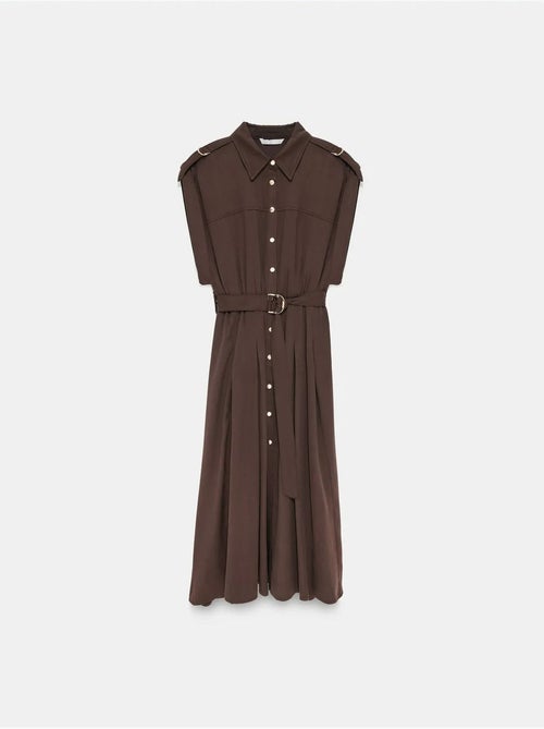 DILVIN Robe-chemise Midi Sans Manches Avec Ceinture - Kiabi DILVIN Robe-chemise Midi Sans Manches Avec Ceinture - Kiabi