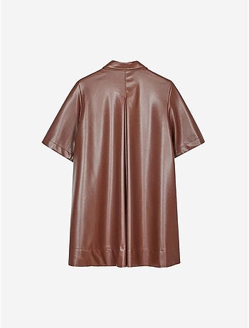 DILVIN Robe-chemise Mini Ample En Simili Cuir