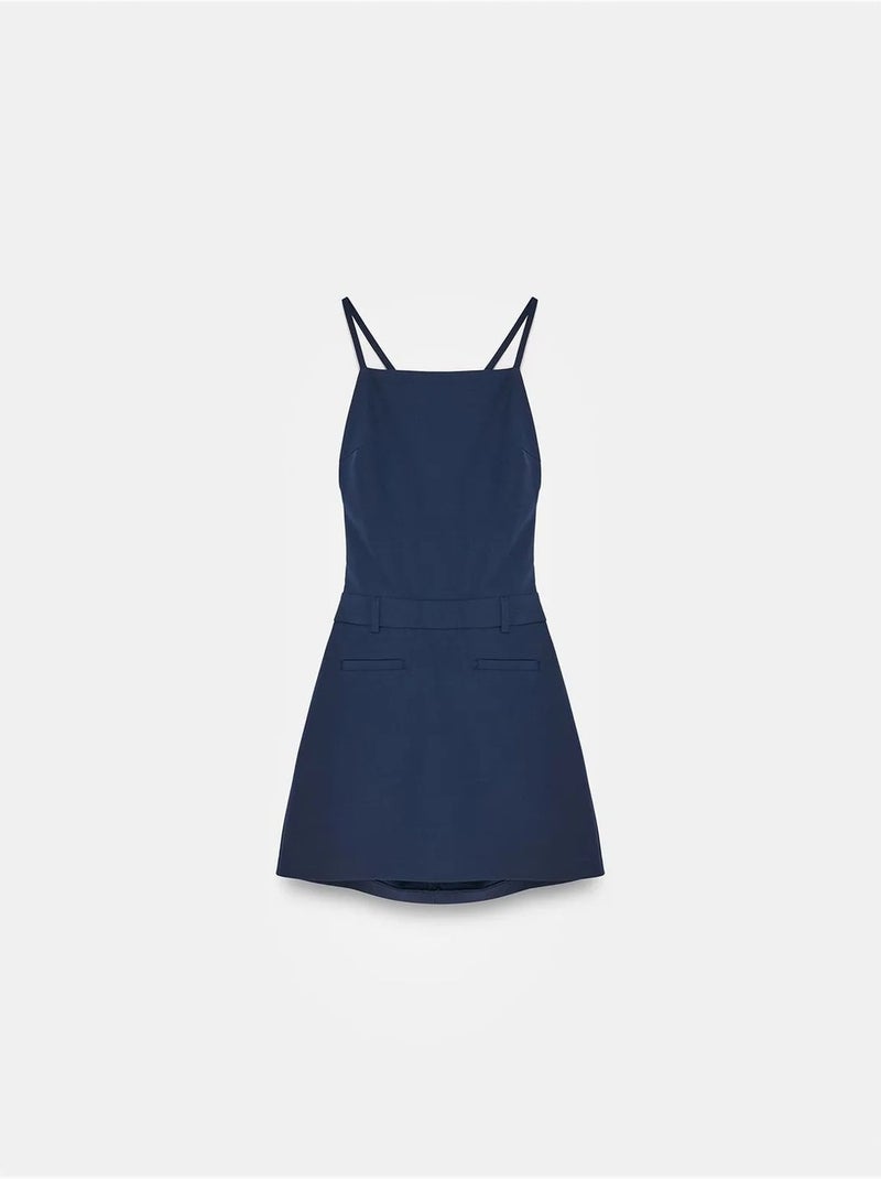 DILVIN Robe Courte Ajustée À Encolure Carrée Et Découpe Bleu marine - Kiabi