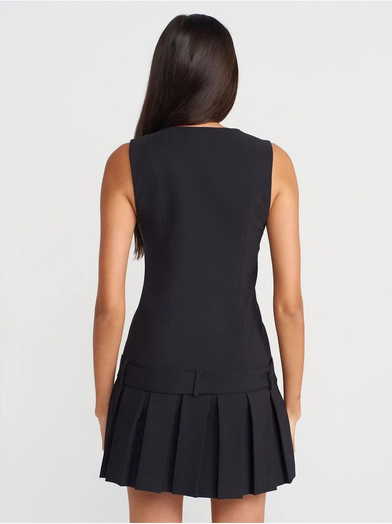 DILVIN Robe Courte Ajustée Avec Ceinture Noir - Kiabi