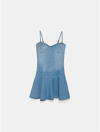 DILVIN Robe Courte En Denim Sans Manches