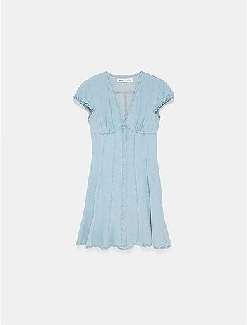 DILVIN Robe Courte En Denim Trapèze
