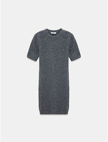 DILVIN Robe Courte En Maille Côtelée