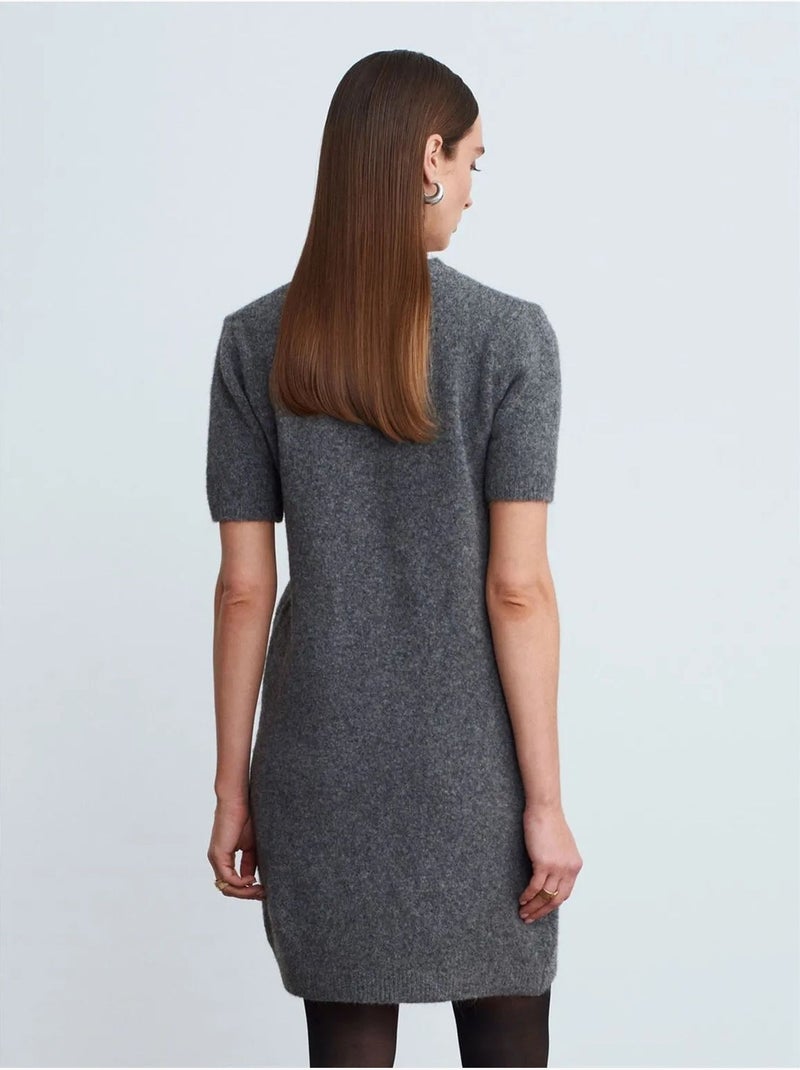 DILVIN Robe Courte En Maille Côtelée gris anthracite - Kiabi