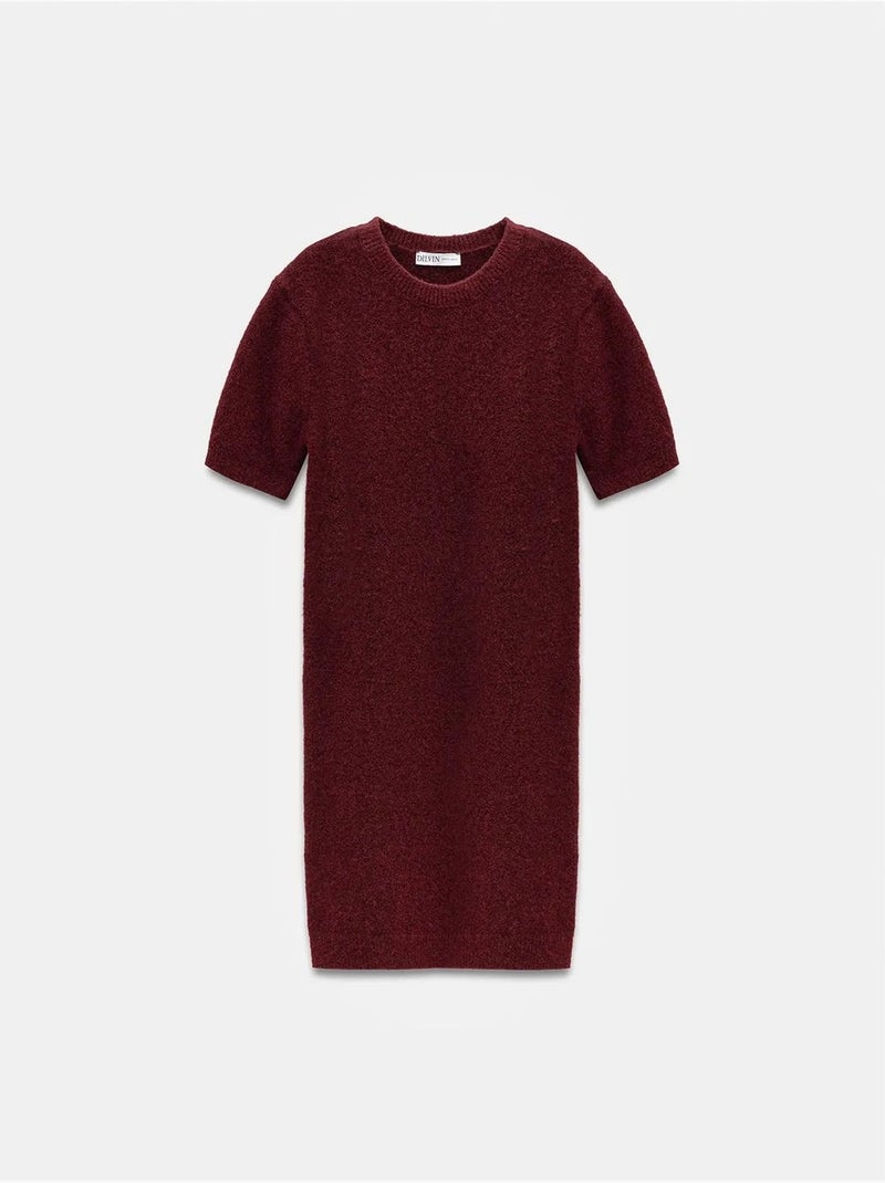 DILVIN Robe Courte En Maille Côtelée Rouge bordeaux - Kiabi