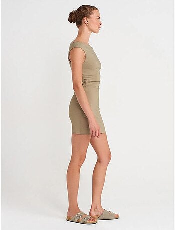 DILVIN Robe Courte Moulante Bardot