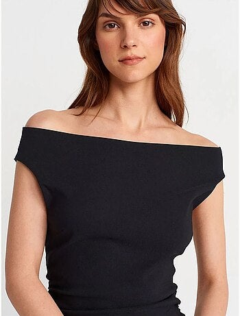 DILVIN Robe Courte Moulante Bardot
