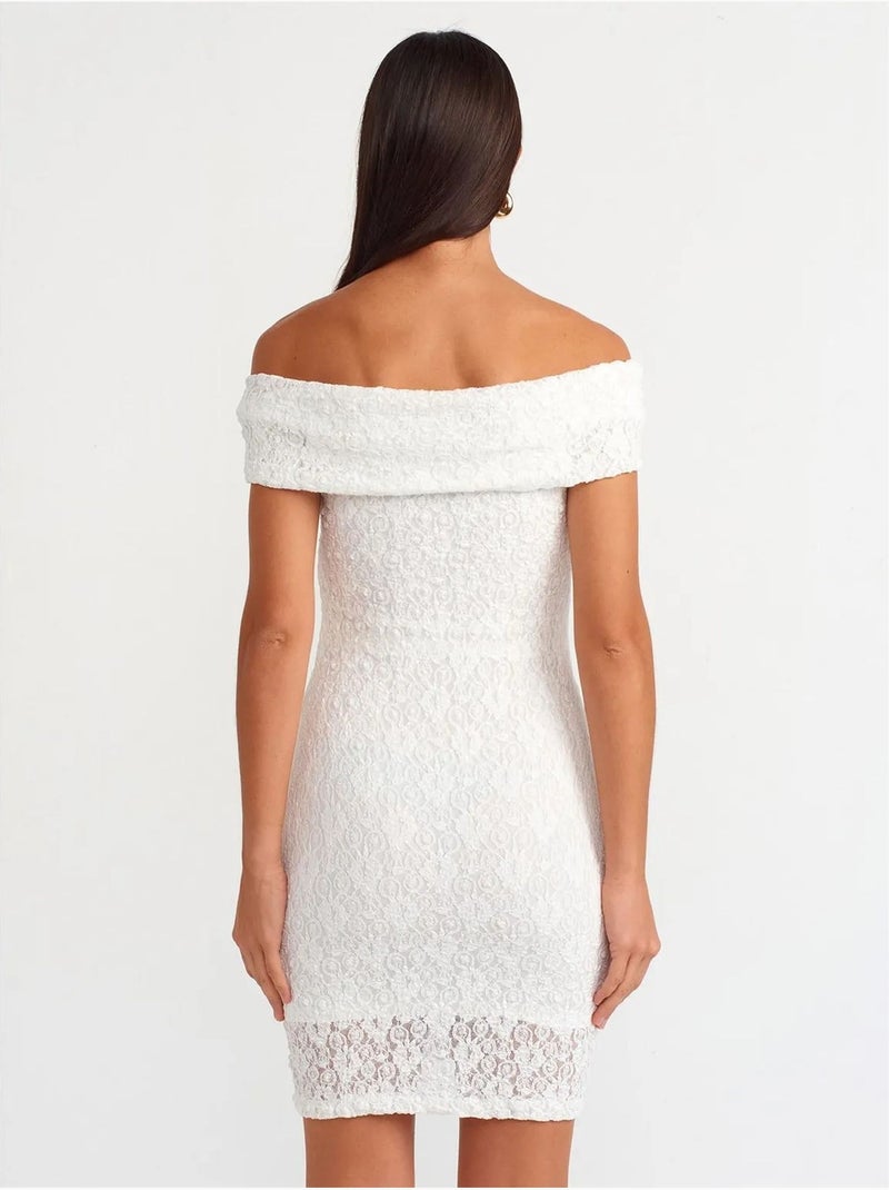 DILVIN Robe Courte Moulante En Dentelle Blanc - Kiabi