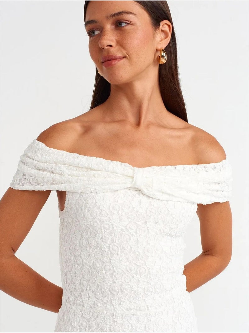 DILVIN Robe Courte Moulante En Dentelle Blanc - Kiabi