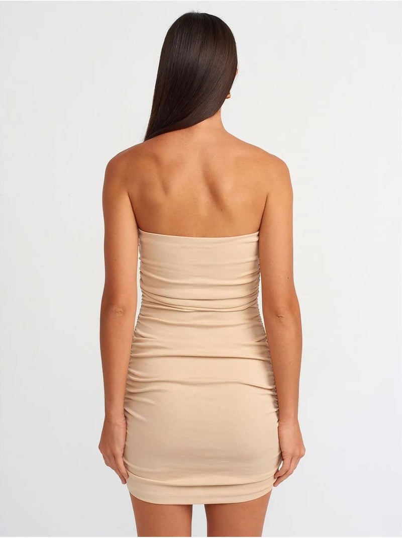 Dilvin robe courte moulante sans bretelles Beige argile - Kiabi