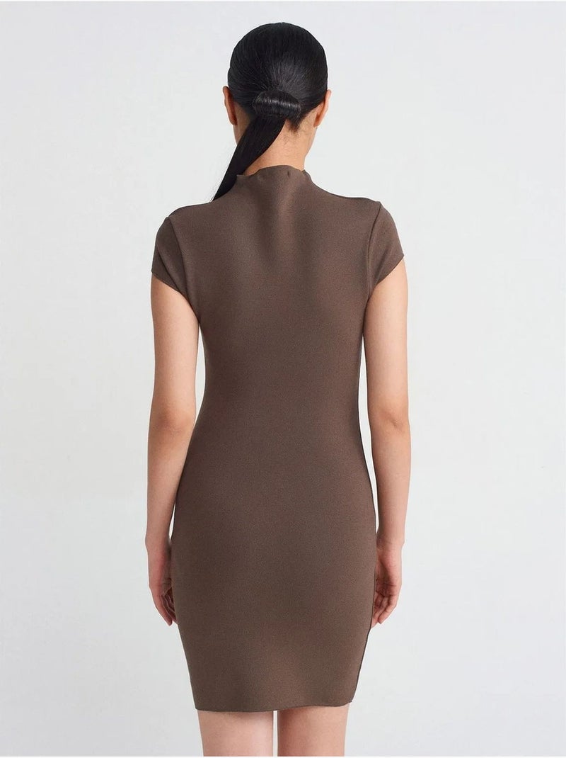 DILVIN Robe Courte Moulante Sans Coutures Marron - Kiabi