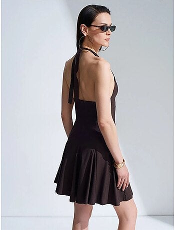 DILVIN Robe Courte Skater À Col Halter