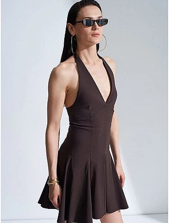 DILVIN Robe Courte Skater À Col Halter