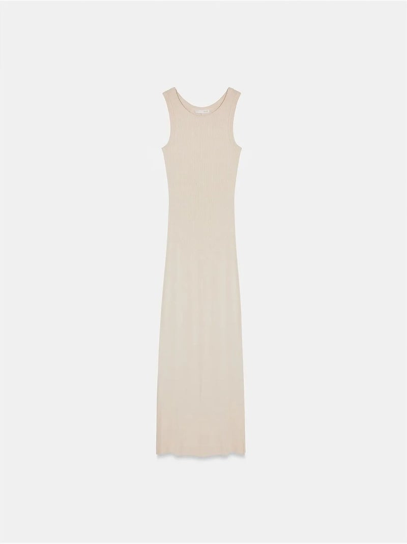 DILVIN Robe Longue Moulante Sans Manches Côtelée Beige naturel - Kiabi
