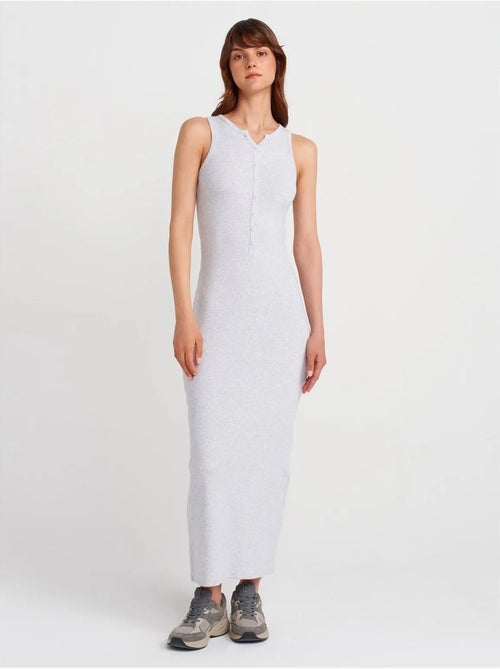 DILVIN Robe Longue Sans Manches En Maille Côtelée - Kiabi