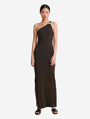 DILVIN Robe Maxi Moulante Asymétrique