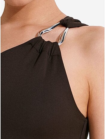 DILVIN Robe Maxi Moulante Asymétrique