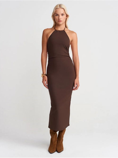 DILVIN Robe Midi Moulante À Col Halter - Kiabi DILVIN Robe Midi Moulante À Col Halter - Kiabi