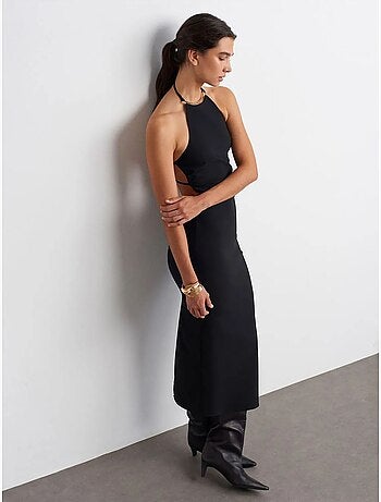 DILVIN Robe Midi Moulante À Col Halter