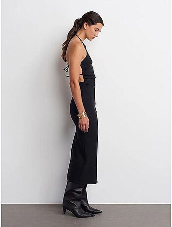 DILVIN Robe Midi Moulante À Col Halter