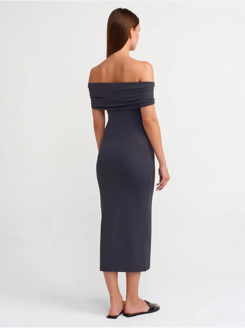 DILVIN Robe Midi Moulante À Épaules Dénudées - Kiabi DILVIN Robe Midi Moulante À Épaules Dénudées - Kiabi