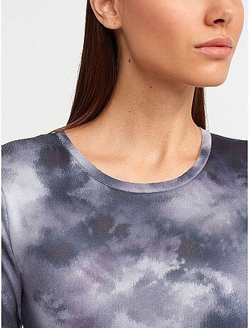 DILVIN Robe Midi Moulante À Motif Tie-dye
