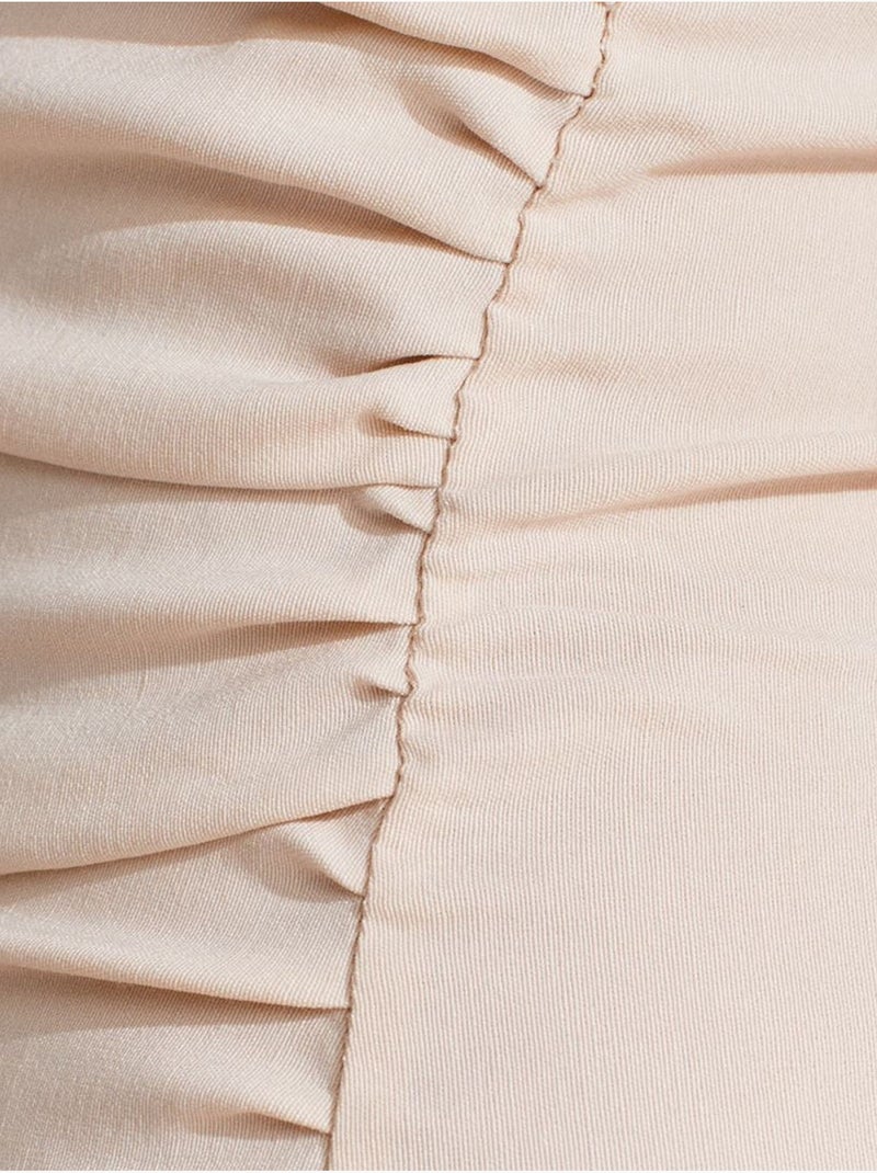 DILVIN Robe Midi Moulante Sans Bretelles, Avec Fente Beige - Kiabi