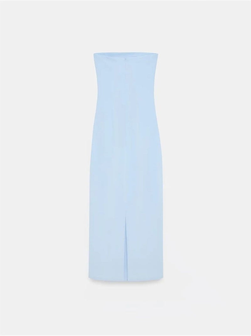 DILVIN Robe Midi Moulante Sans Bretelles, Avec Fente Bleu ciel - Kiabi