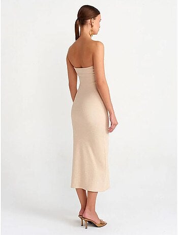 Dilvin robe midi moulante sans bretelles