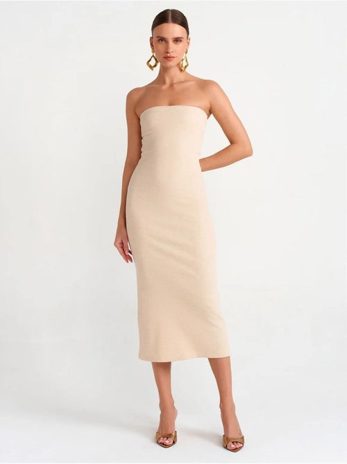 DILVIN Robe Midi Moulante Sans Bretelles - Kiabi DILVIN Robe Midi Moulante Sans Bretelles - Kiabi