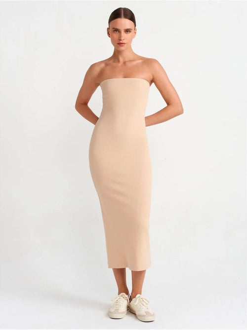 DILVIN Robe Midi Moulante Sans Bretelles - Kiabi DILVIN Robe Midi Moulante Sans Bretelles - Kiabi