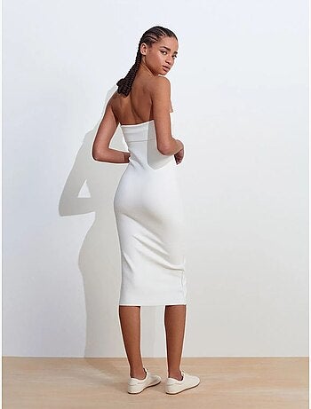 DILVIN Robe Midi Moulante Sans Bretelles