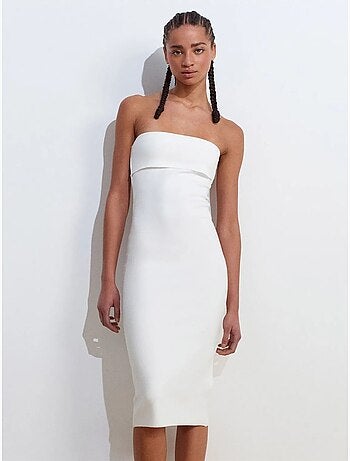 DILVIN Robe Midi Moulante Sans Bretelles