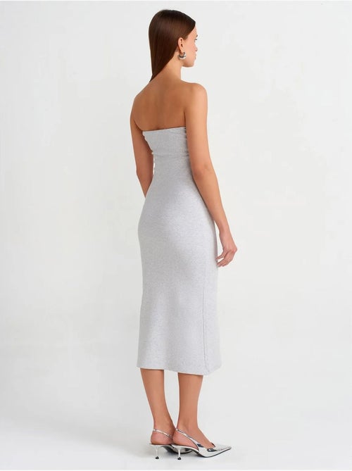 DILVIN Robe Midi Moulante Sans Bretelles - Kiabi DILVIN Robe Midi Moulante Sans Bretelles - Kiabi