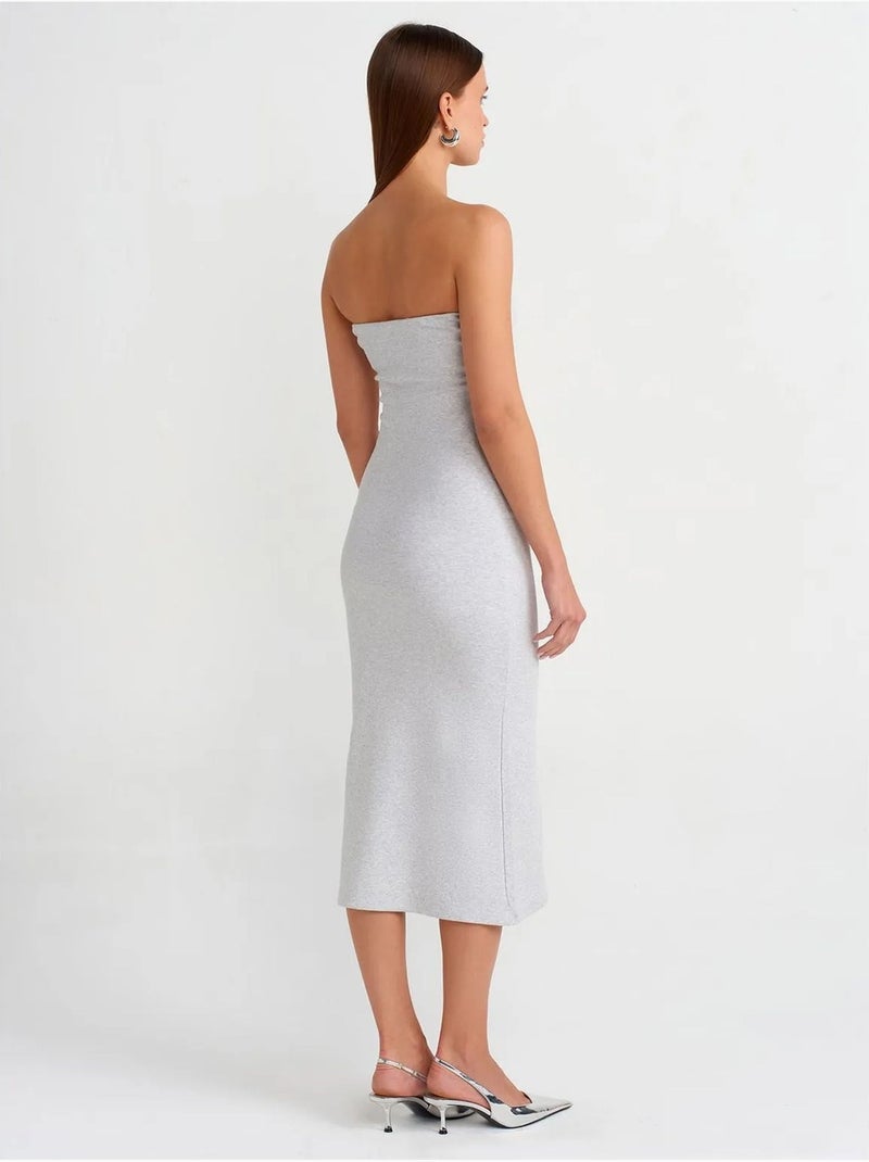 DILVIN Robe Midi Moulante Sans Bretelles Gris clair - Kiabi