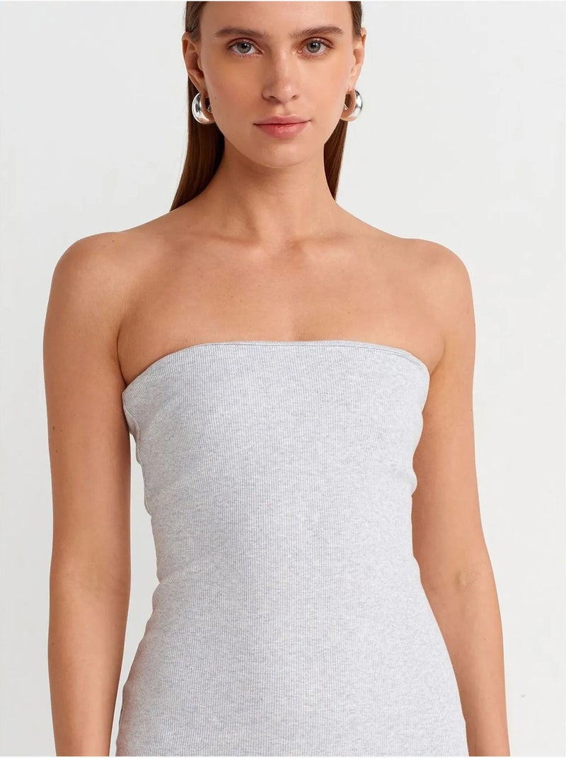 DILVIN Robe Midi Moulante Sans Bretelles Gris clair - Kiabi