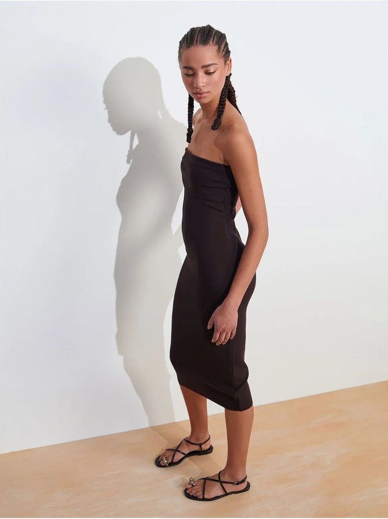 Dilvin robe midi moulante sans bretelles Gris Noir - Kiabi