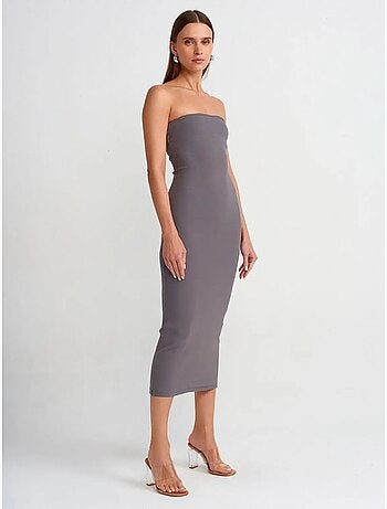 Dilvin robe midi moulante sans bretelles
