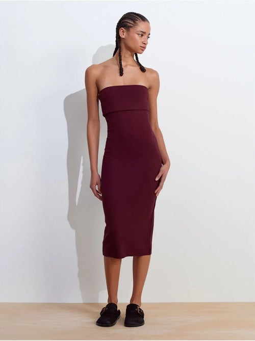 DILVIN Robe Midi Moulante Sans Bretelles - Kiabi DILVIN Robe Midi Moulante Sans Bretelles - Kiabi