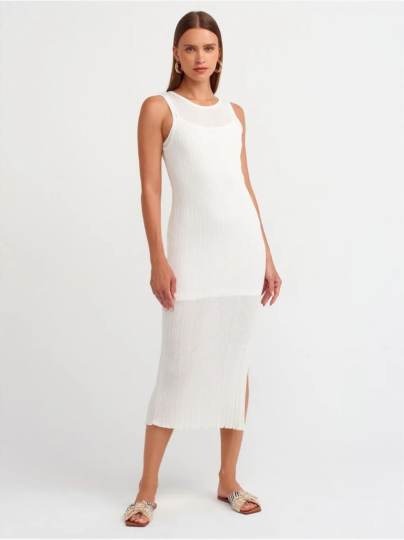 DILVIN Robe Midi Moulante Sans Manches À Côtes Blanc - Kiabi