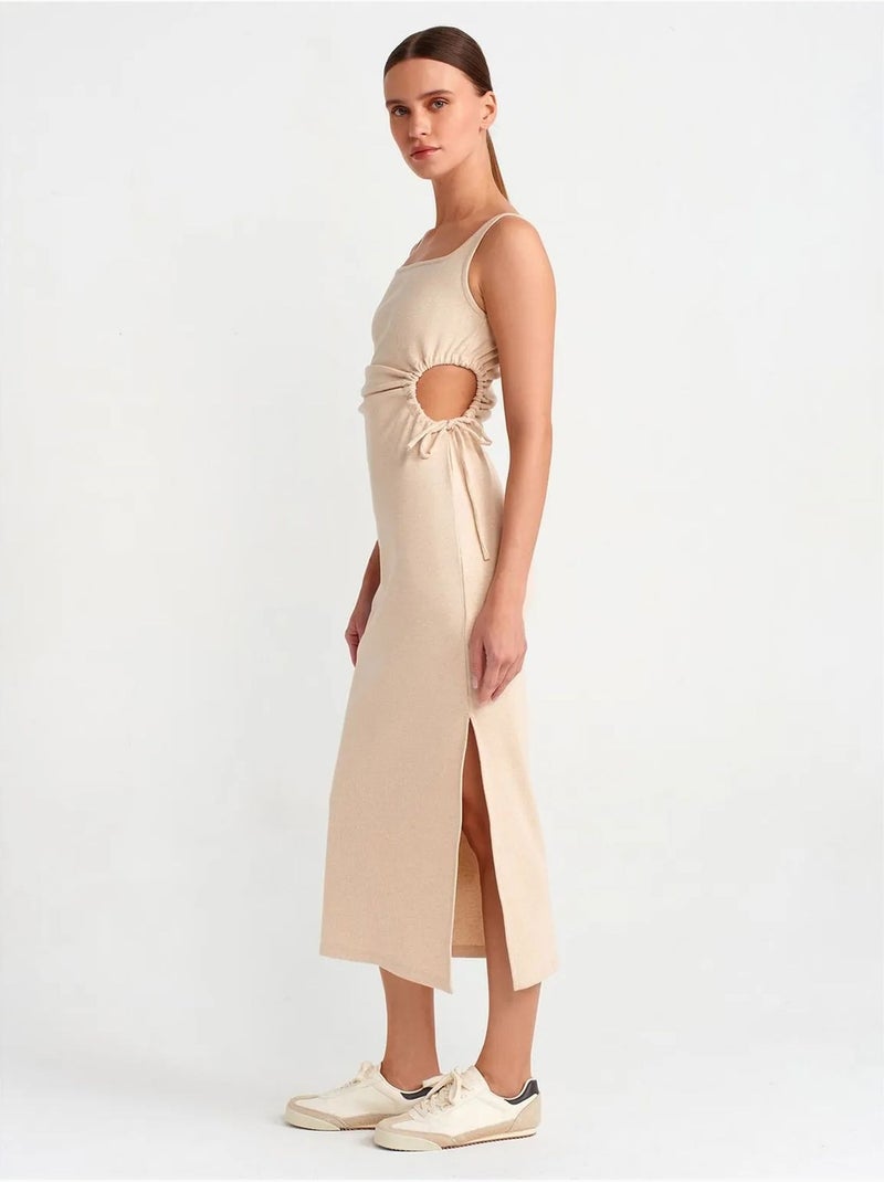 Dilvin robe midi moulante sans manches avec découpe Beige argile - Kiabi